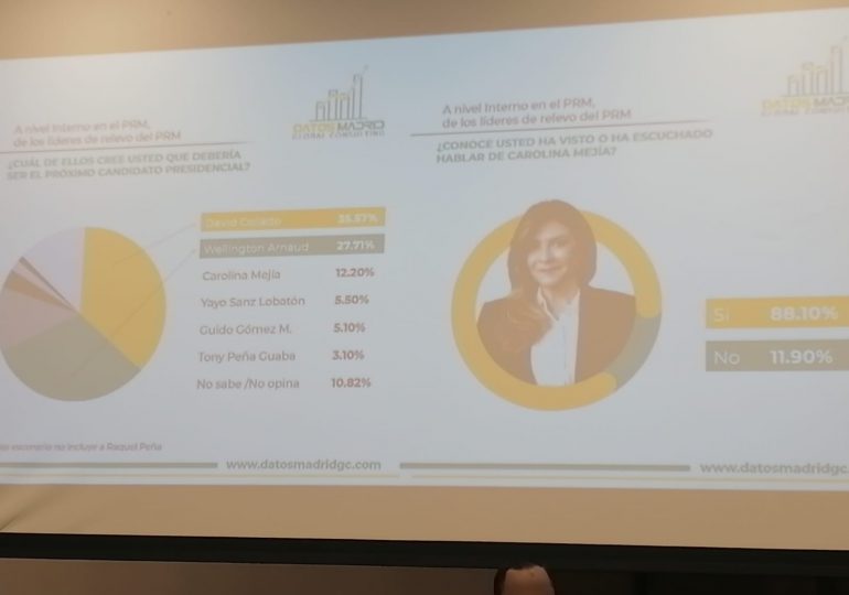 Revelan preferencias presidenciales del PRM: David Collado lidera con un 35.57%,  Wellington Arnaud 27.71% y Carolina Mejía 12.20%