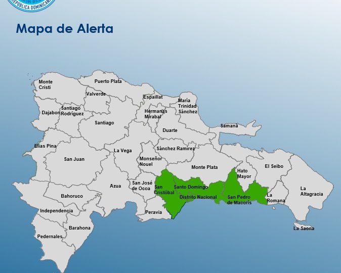 COE emite alerta verde en tres provincias y el Distrito Nacional