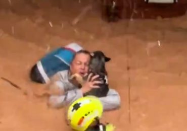 Una mujer y su perro fueron rescatados por los bomberos en medio de las inundaciones de Valencia