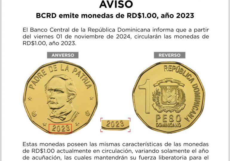 Banco Central anuncia emisión de nuevas monedas de 1 peso