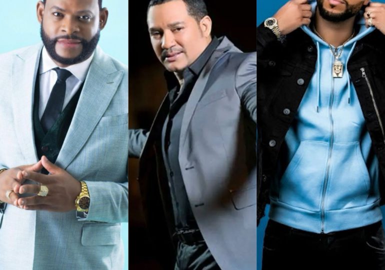 Yiyo Sarante, Frank Reyes y Dj Adoni juntos en el Bombazo Navideño