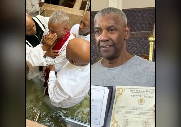 Denzel Washington fue bautizado en una iglesia histórica y obtuvo licencia como ministro