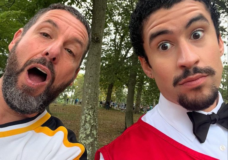 Bad Bunny comparte foto con Adam Sandler en el set de “Happy Gilmore 2”