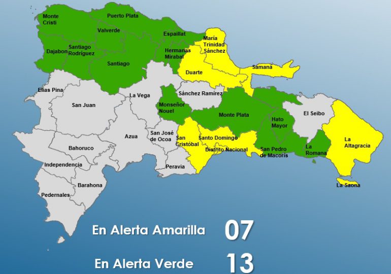 COE coloca 13 provincias en alerta verde y 7 en amarilla