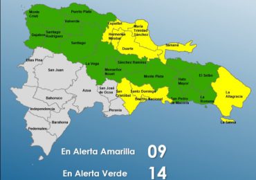 Nueve provincias en alerta amarilla y 14 en verde por vaguada en RD