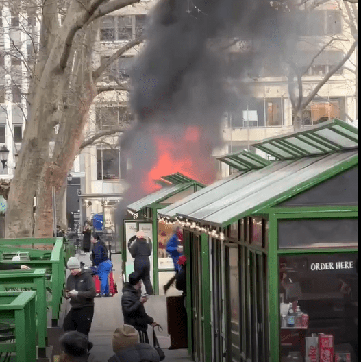 Video: Reportan incendio en el Bryant Park Christmas Village de Nueva York