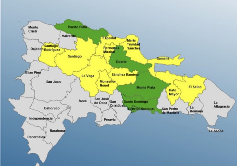 COE mantiene 11 provincias en alerta amarilla y 5 en verde por efectos de vaguada