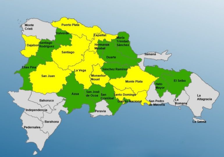 Lluvias mantienen nueve provincias en alerta amarilla y 12 en verde
