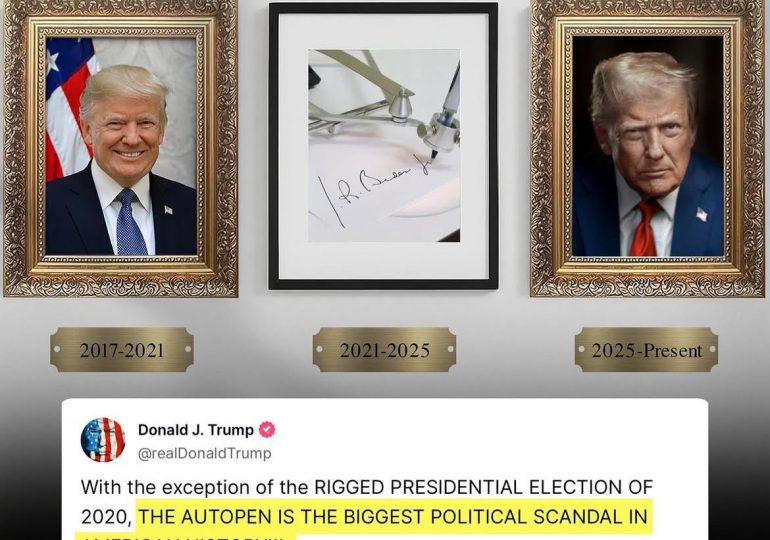 Imagen viral satiriza presidencias de EE. UU. y critica uso del autopen bajo Biden