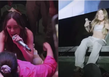 Belinda conmueve al detener concierto para cantar con fan en silla de ruedas