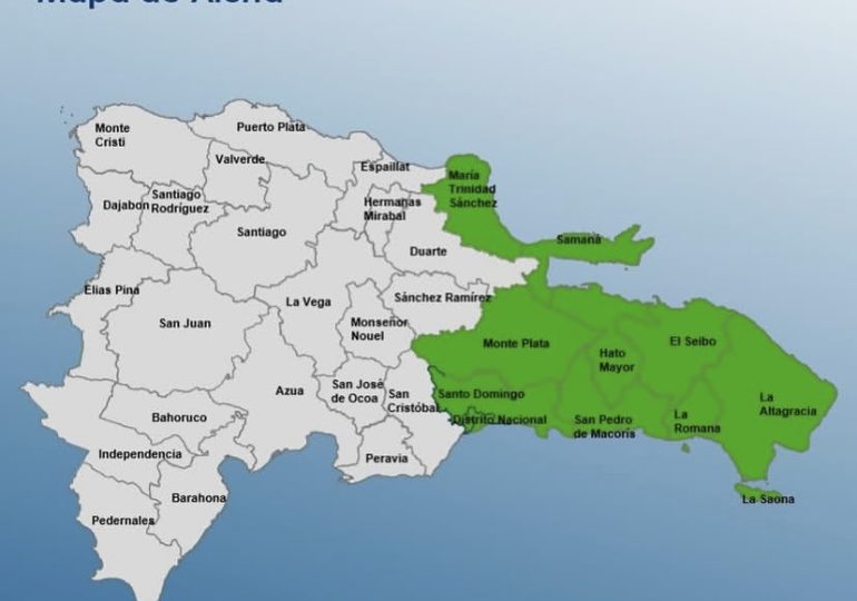 COE mantiene nueve provincias y al Distrito Nacional en alerta verde por incidencia de una vaguada