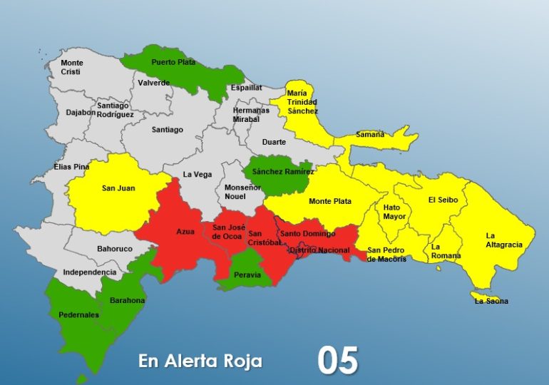 Gran Santo Domingo y tres provincias más en alerta roja por inestabilidad atmosférica